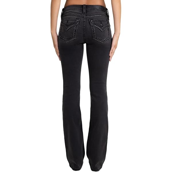 Miss Me Women's Abstract Stitch Mid-Rise Bootcut Jeans, Dark Blue